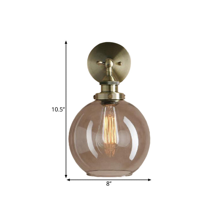 Lisslune | 1 Light gray glass wall lamp Light industrial black/bridge/copper globe living room lighting fixture