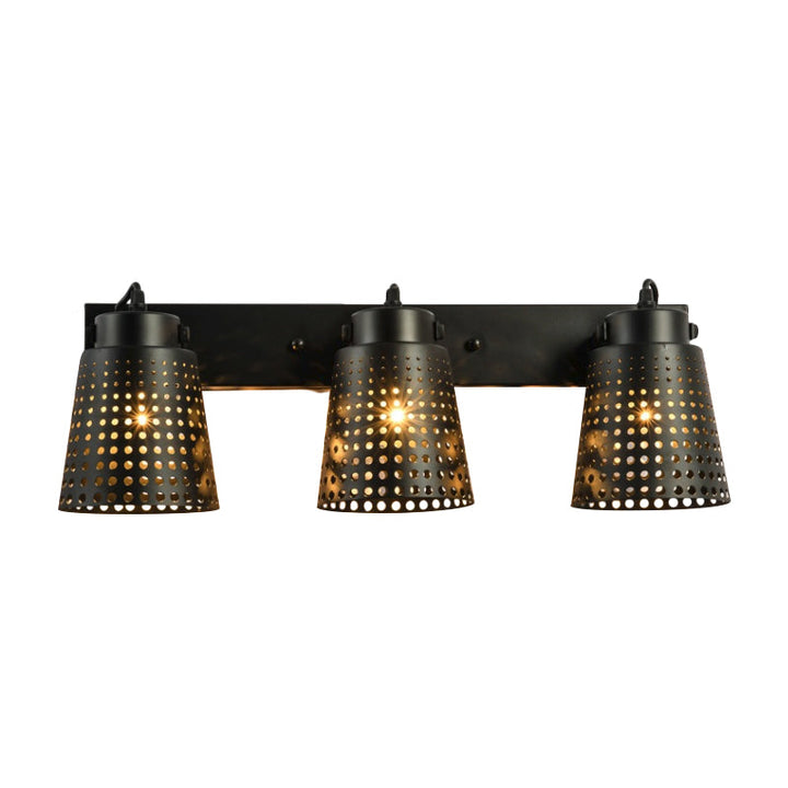 Lisslune | Steel Wall Lamp with Hollow Design Industry 1/2/3-Head Indoor Rotating Wall Lamp in Black