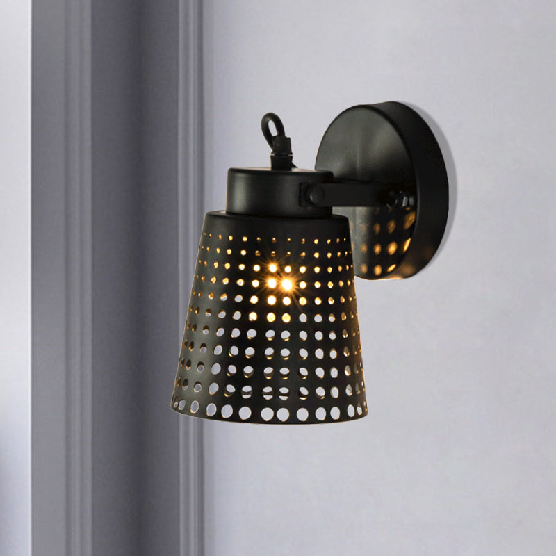 Lisslune | Steel Wall Lamp with Hollow Design Industry 1/2/3-Head Indoor Rotating Wall Lamp in Black