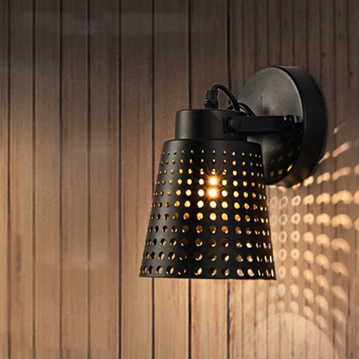 Lisslune | Steel Wall Lamp with Hollow Design Industry 1/2/3-Head Indoor Rotating Wall Lamp in Black