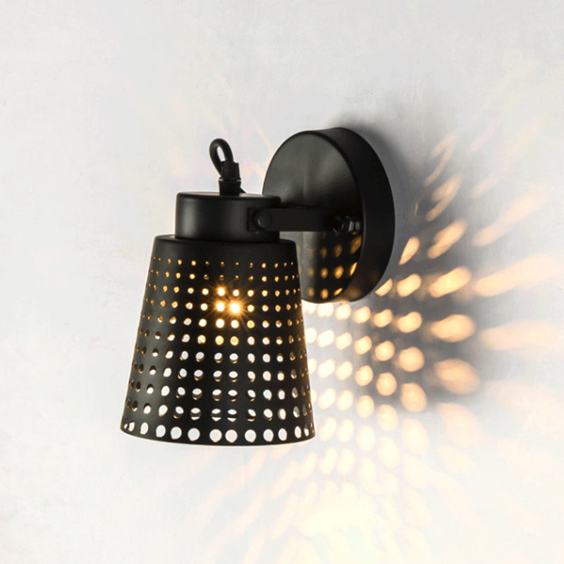 Lisslune | Steel Wall Lamp with Hollow Design Industry 1/2/3-Head Indoor Rotating Wall Lamp in Black