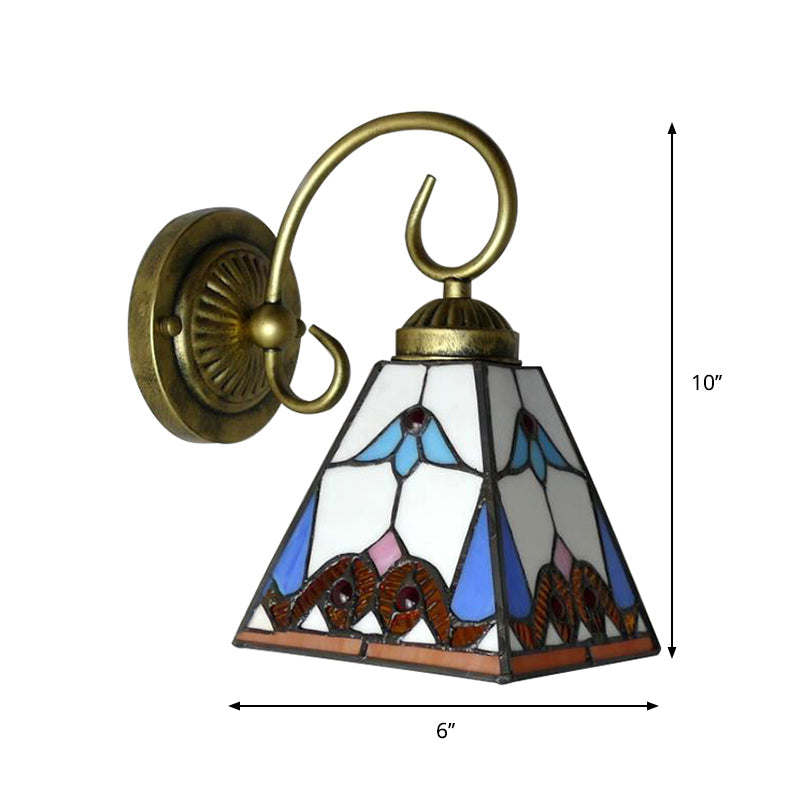Skørter | 1 Headpiece Wall Light Tiffany Blue Stained Glass Wall Sculpture Light with Curved Arm