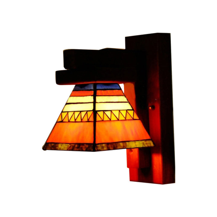 Lisslune | Tiffany Traditional Orange Wall Light Craftsman 1 Lamp Toughened Glass Wall Lamp for Bedroom