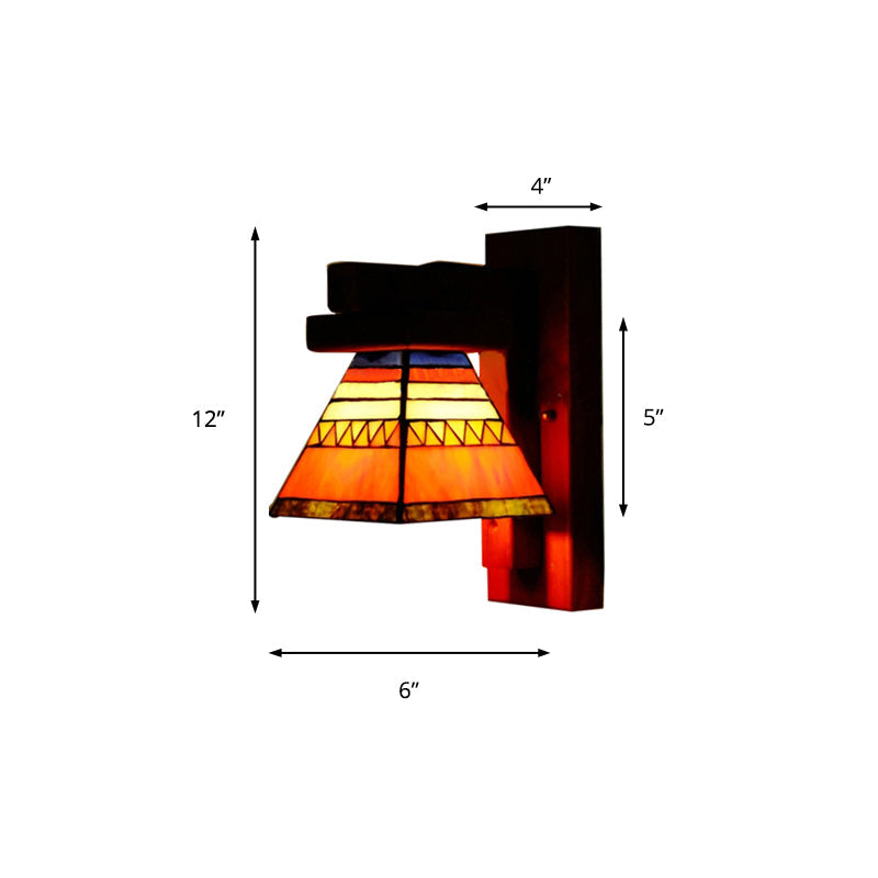 Lisslune | Tiffany Traditional Orange Wall Light Craftsman 1 Lamp Toughened Glass Wall Lamp for Bedroom