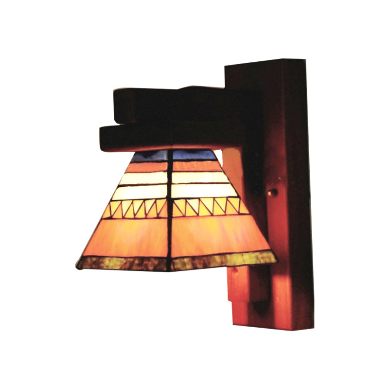 Lisslune | Tiffany Traditional Orange Wall Light Craftsman 1 Lamp Toughened Glass Wall Lamp for Bedroom
