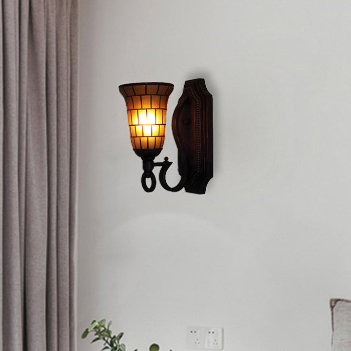 Lisslune | 1 Head Slim Bell Wall Lamp Retro Loft Glass Wall Light in Yellow for Library Café