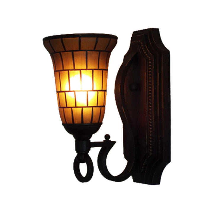 Lisslune | 1 Head Slim Bell Wall Lamp Retro Loft Glass Wall Light in Yellow for Library Café