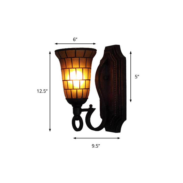 Lisslune | 1 Head Slim Bell Wall Lamp Retro Loft Glass Wall Light in Yellow for Library Café
