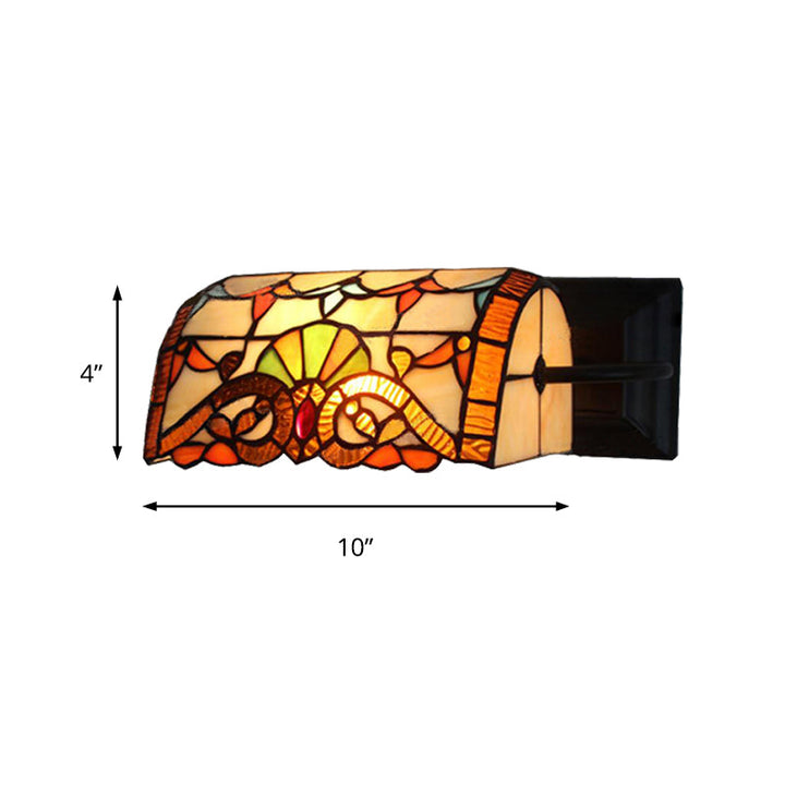 Lisslune | Office Banker Wall Light Colored Glass Victorian Design Tiffany Style Wall Lamp in Beige