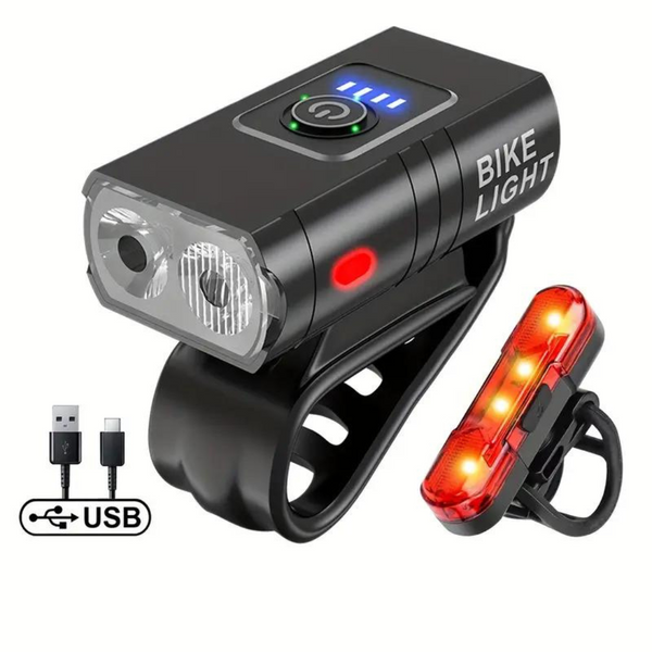 Lisslune | USB Rechargeable LED Bike Lights – 1000 Lumen Front & 500 Lumen Rear, Waterproof