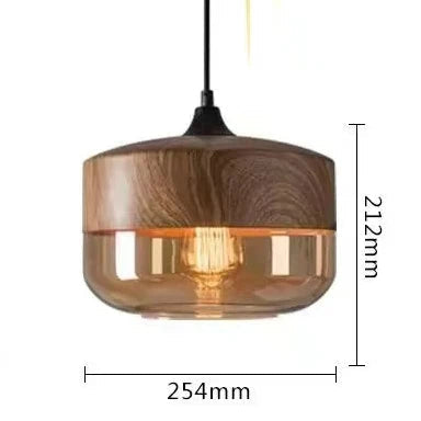 Lisslune | EternaGlow Pendant Light made of Glass and Wood | Elegant Design for Your Home