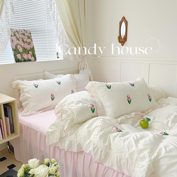 Rynx Coquette Room Tulip Ruffle Bedding Set