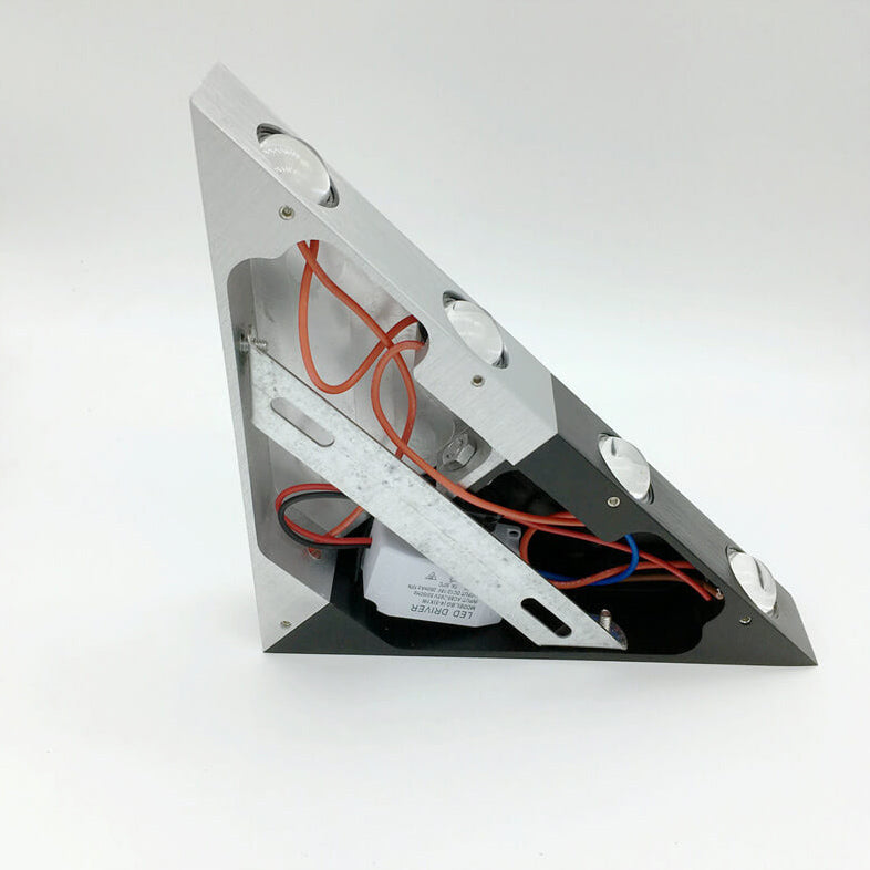 Lisslune | TriLumina Prism LED Wall Light | Creative Pyramid Design | Aluminum & Acrylic | Colored Light Options