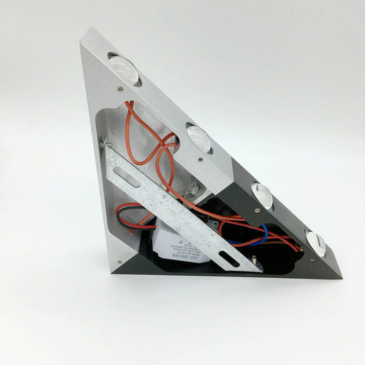 Lisslune | TriLumina Prism LED Wall Light | Creative Pyramid Design | Aluminum & Acrylic | Colored Light Options