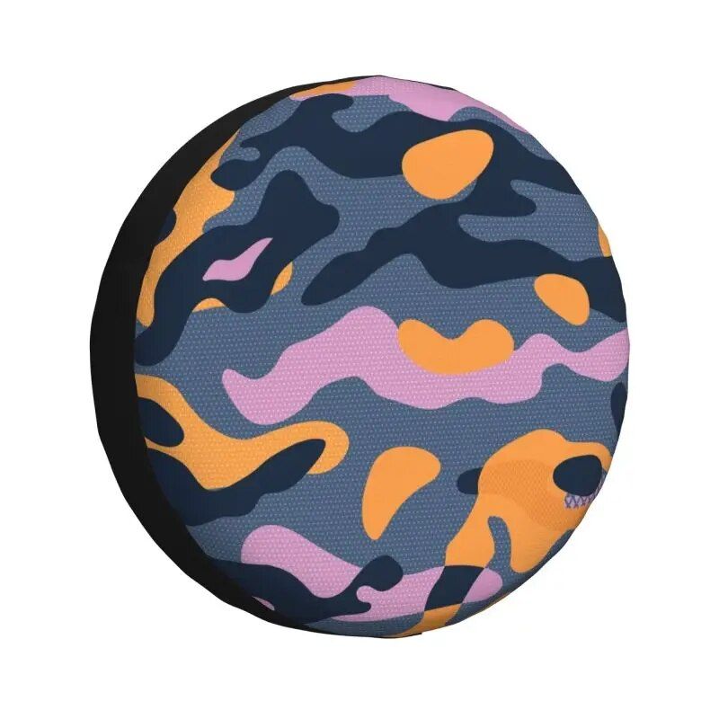 Lisslune | Rugged Camo Reserve Tire Cover – Black Orange Camouflage Wheel Protector for Off-Road Vehicles and Outdoor Vehicles