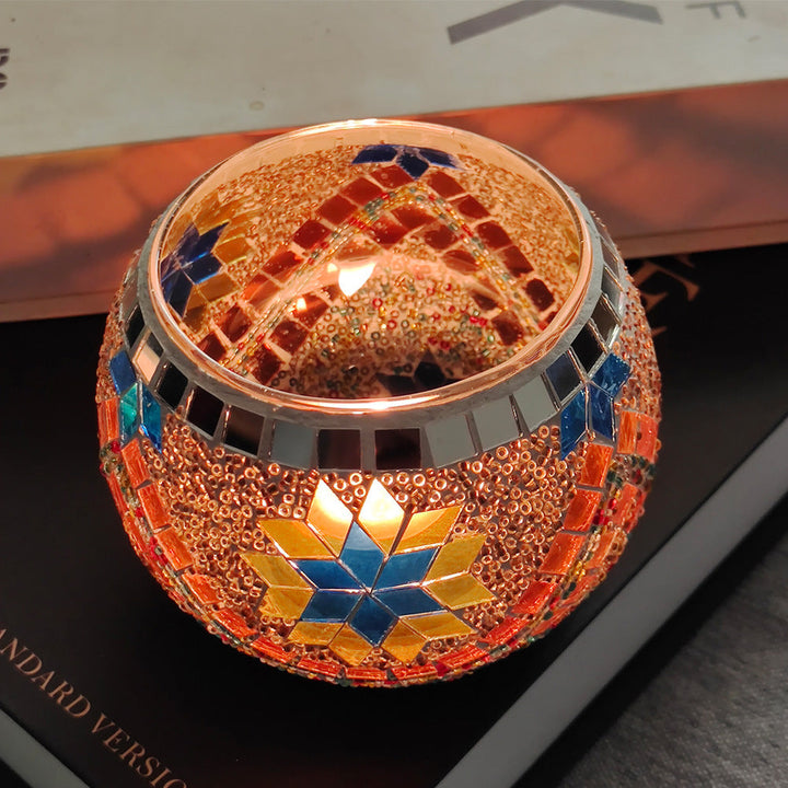 Lisslune | European Retro Glass Mosaic Tealight Holder