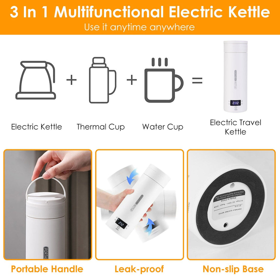 Lisslune | 17Oz Stainless Steel Travel Electric Kettle with 4 Temperature Presets