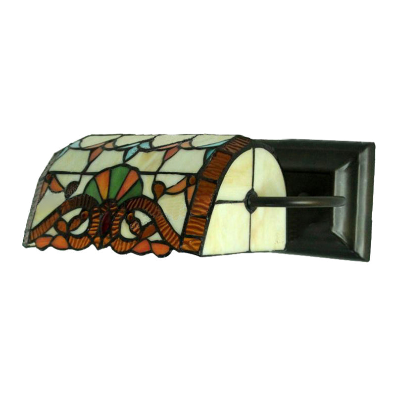 Lisslune | Office Banker Wall Light Colored Glass Victorian Design Tiffany Style Wall Lamp in Beige