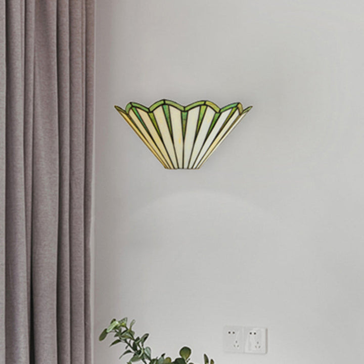 Lisslune | Glass Cone Wall Lamp Coffee House 1 Light Simple Style Shuttlecock Wall Light in Green