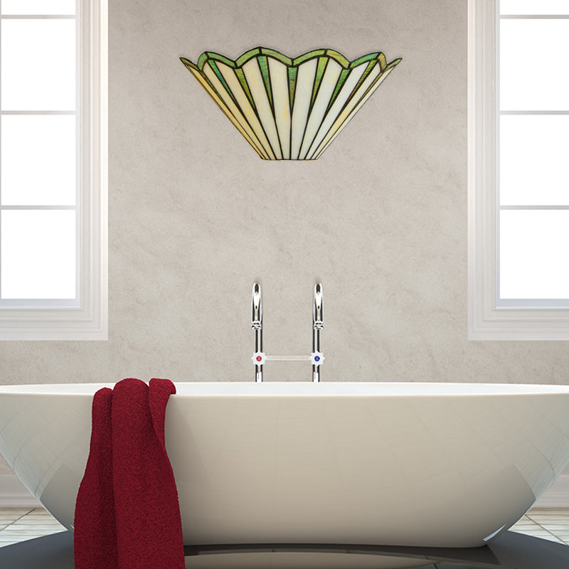 Lisslune | Glass Cone Wall Lamp Coffee House 1 Light Simple Style Shuttlecock Wall Light in Green