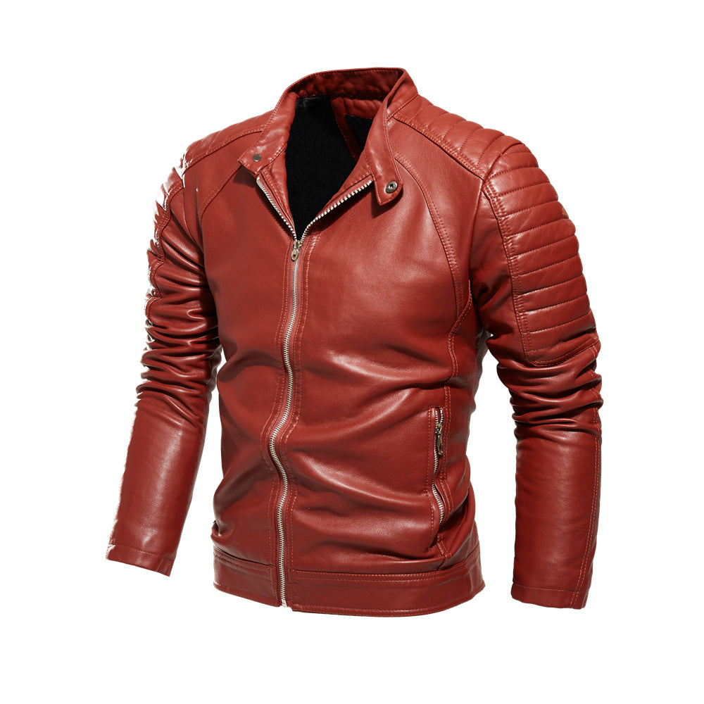 Men's Synthetic Leather Jacket with Textured Inserts Lisslune