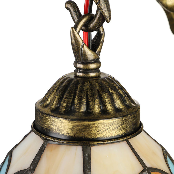 Lisslune | Vintage Dome Wall Light 5.5" Width 1 Light Stained Glass Wall Fixture with Mermaid Design