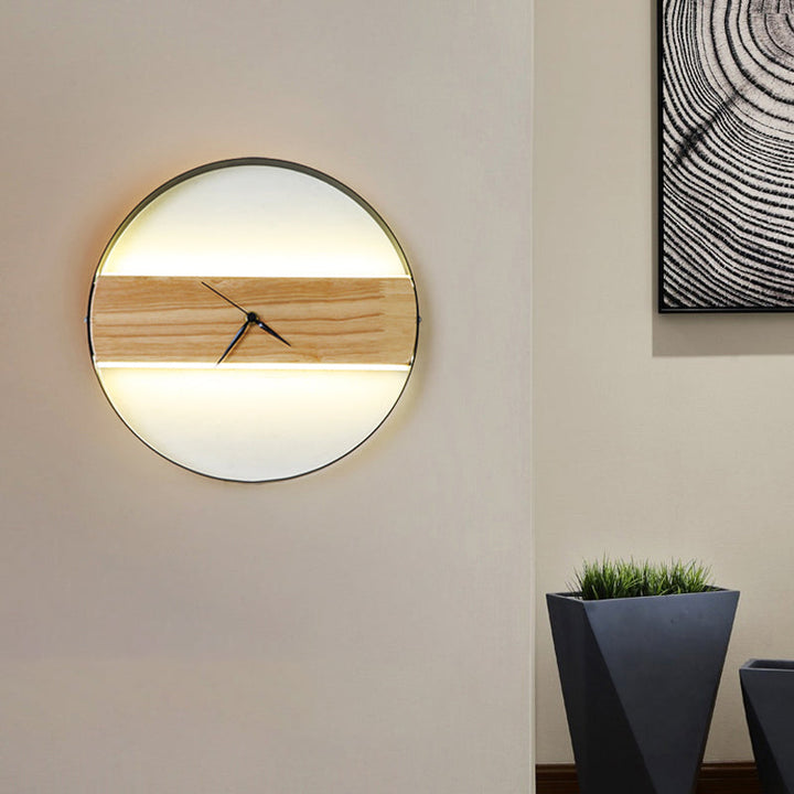 Lisslune | Rectangular/Round Parlor Flush Wall Lamp Acrylic LED Contemporary Wall Mounted Light with Clock Design in Beige