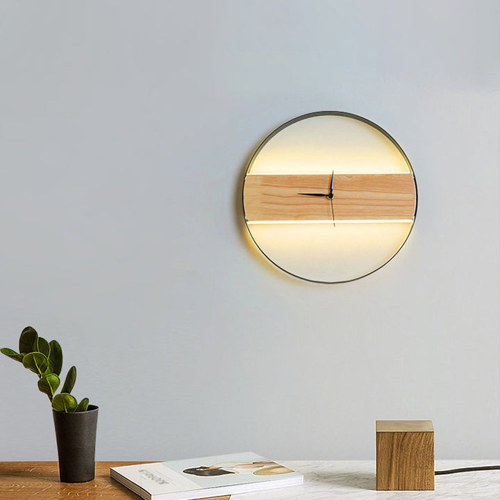 Lisslune | Rectangular/Round Parlor Flush Wall Lamp Acrylic LED Contemporary Wall Mounted Light with Clock Design in Beige