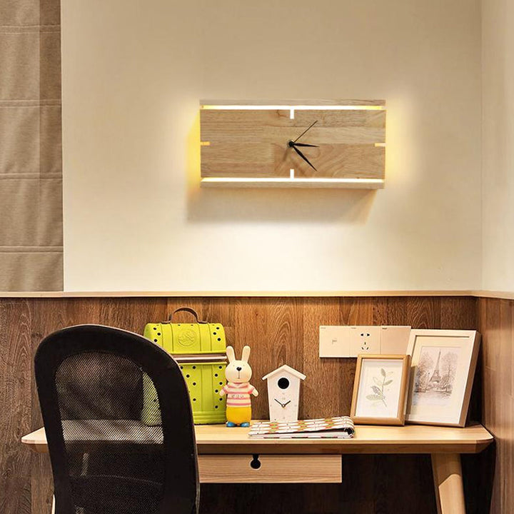 Lisslune | Rectangular/Round Parlor Flush Wall Lamp Acrylic LED Contemporary Wall Mounted Light with Clock Design in Beige