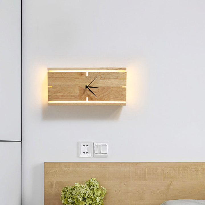 Lisslune | Rectangular/Round Parlor Flush Wall Lamp Acrylic LED Contemporary Wall Mounted Light with Clock Design in Beige