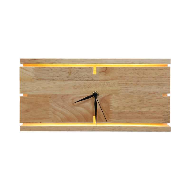 Lisslune | Rectangular/Round Parlor Flush Wall Lamp Acrylic LED Contemporary Wall Mounted Light with Clock Design in Beige