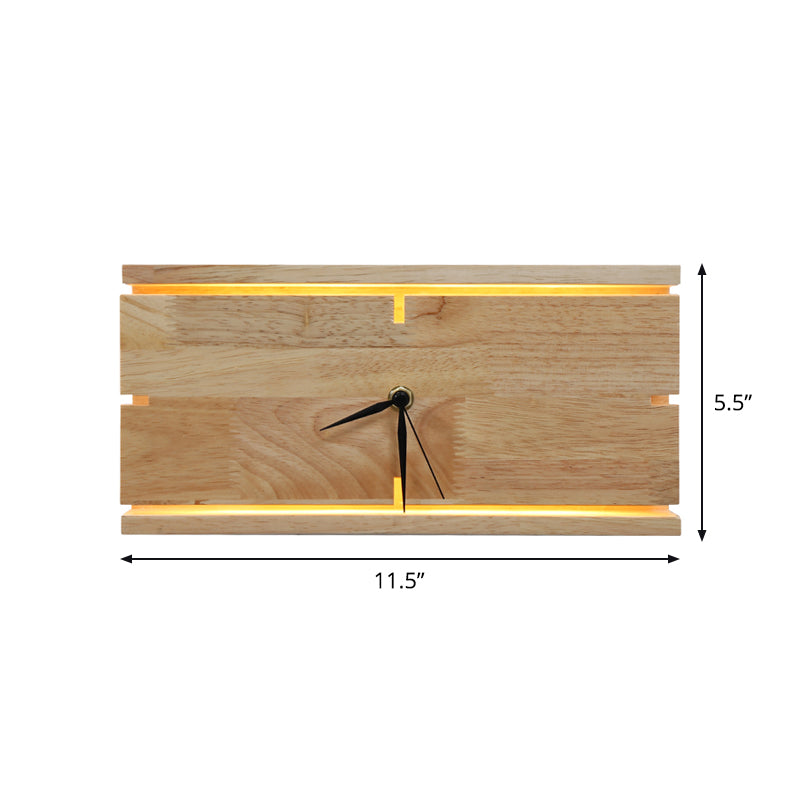 Lisslune | Rectangular/Round Parlor Flush Wall Lamp Acrylic LED Contemporary Wall Mounted Light with Clock Design in Beige