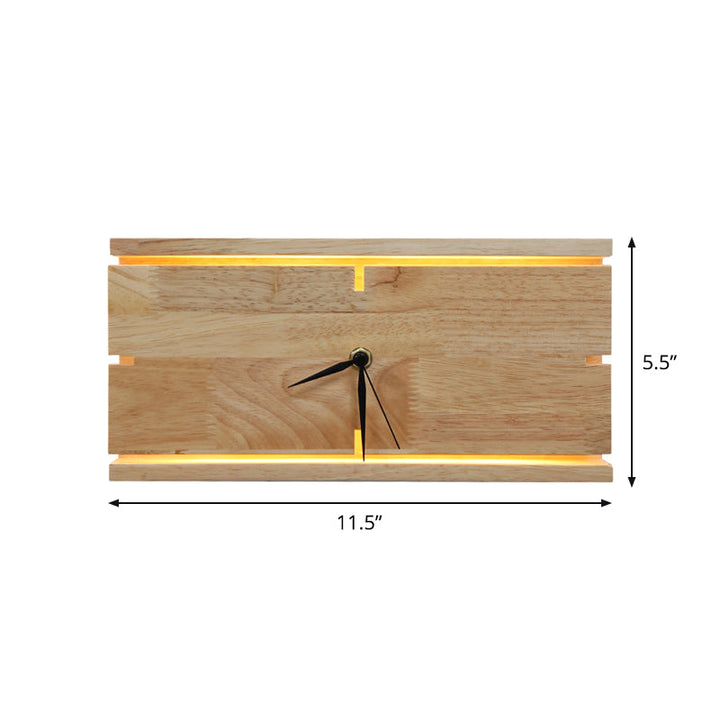Lisslune | Rectangular/Round Parlor Flush Wall Lamp Acrylic LED Contemporary Wall Mounted Light with Clock Design in Beige