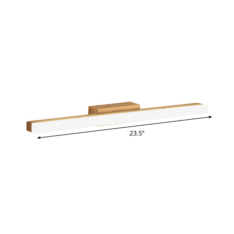 Lisslune | Wood Linear Wall Mirror Lighting Minimalist 16"/23.5"/31.5" Width LED Wall Lighting Fixture in Beige