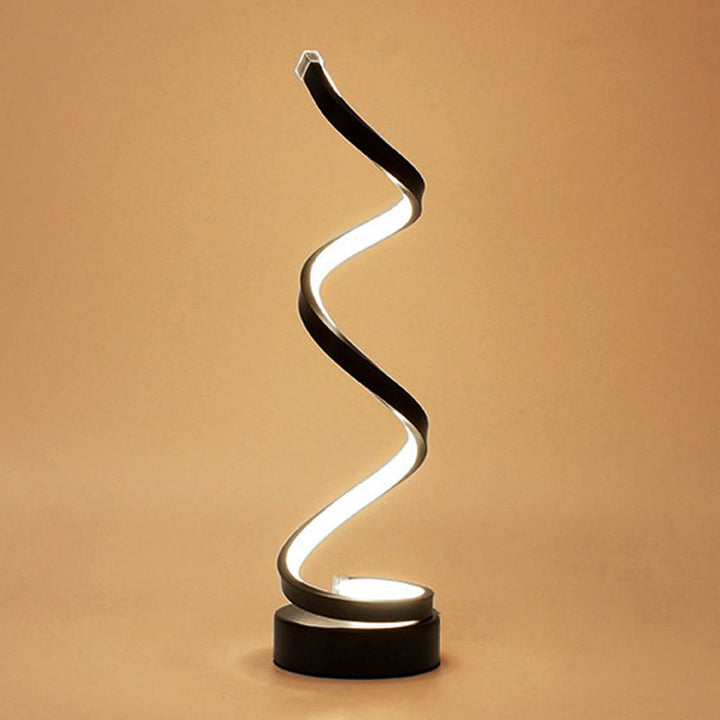 Lisslune | Spiral Ribbon Metal Table Lamp Simplicity Black/White/Gold LED Work Lighting with Round Base in Warm/White Light