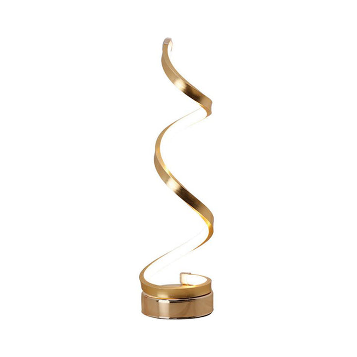 Lisslune | Spiral Ribbon Metal Table Lamp Simplicity Black/White/Gold LED Work Lighting with Round Base in Warm/White Light