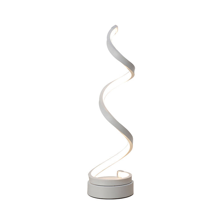 Lisslune | Spiral Ribbon Metal Table Lamp Simplicity Black/White/Gold LED Work Lighting with Round Base in Warm/White Light