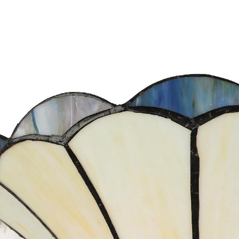 Lisslune | Ribbed Wall Sconce Traditional 2 Lights Stained Glass Wall Light with Wide Angle Shade
