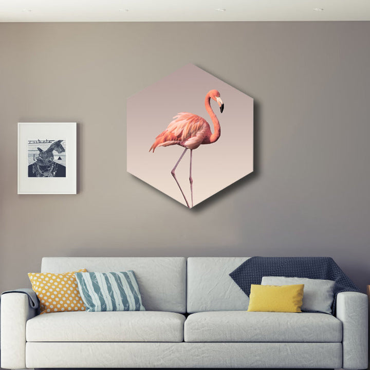 Lisslune | Flamingo Canvas Print Home Interior Photography Tropical Animal Wall Art in Pink, Layered