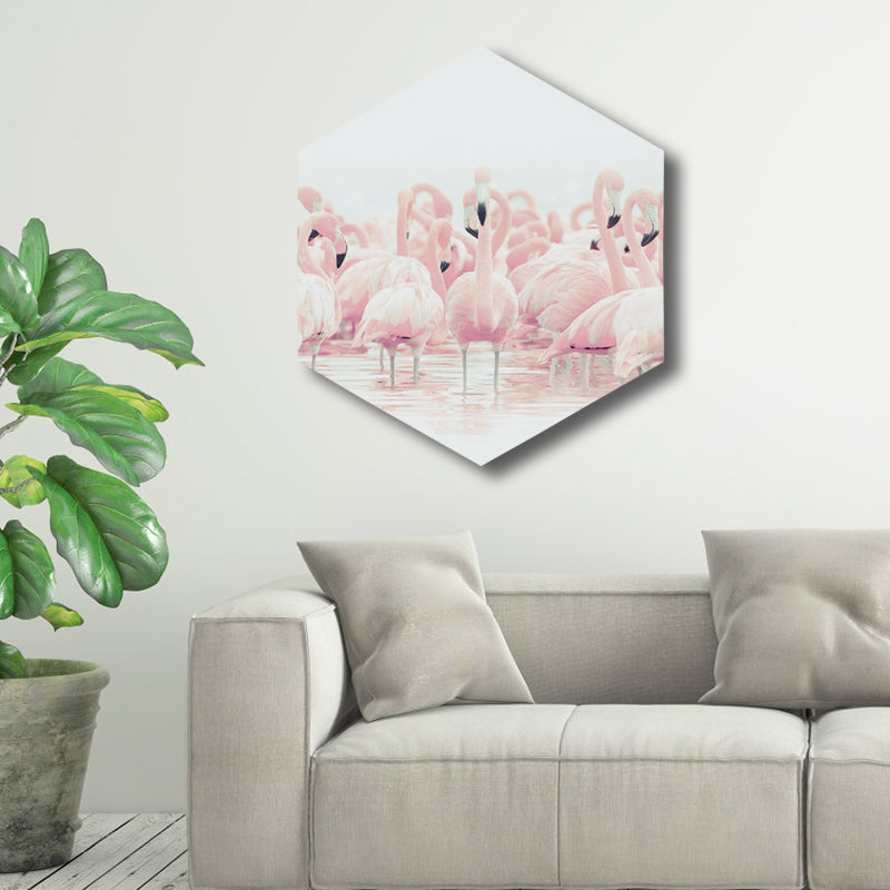 Lisslune | Flamingo Canvas Print Home Interior Photography Tropical Animal Wall Art in Pink, Layered