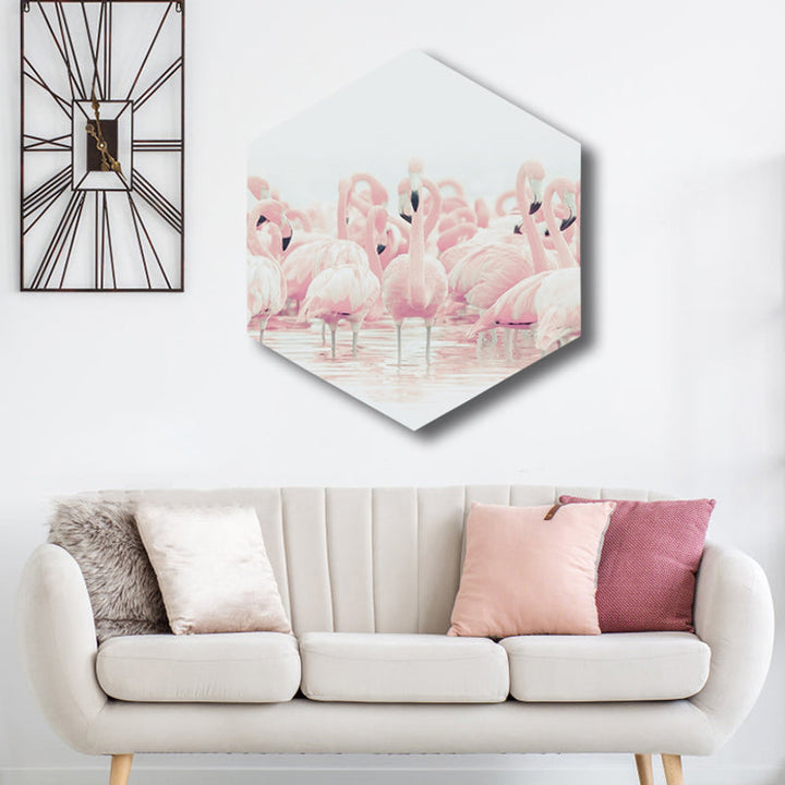 Lisslune | Flamingo Canvas Print Home Interior Photography Tropical Animal Wall Art in Pink, Layered