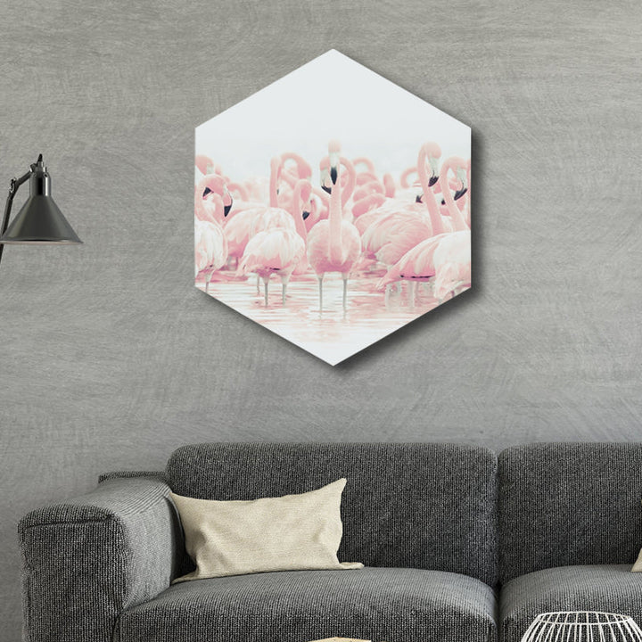 Lisslune | Flamingo Canvas Print Home Interior Photography Tropical Animal Wall Art in Pink, Layered