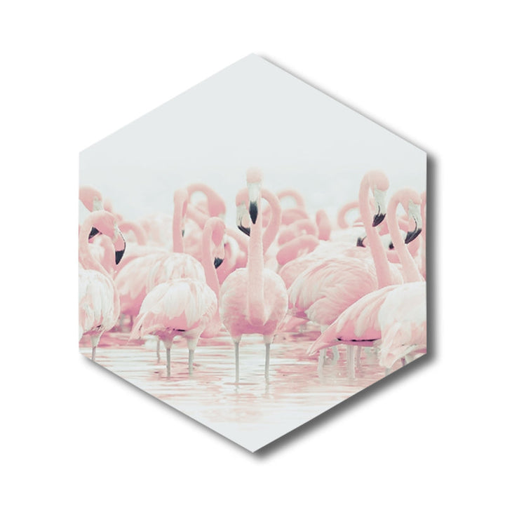 Lisslune | Flamingo Canvas Print Home Interior Photography Tropical Animal Wall Art in Pink, Layered