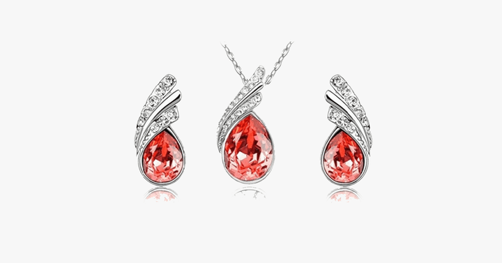 Lisslune | Angle Tear Drop Austrian Crystal Pendant & Earring Set – A Unique and Stylish Addition to Your Collection