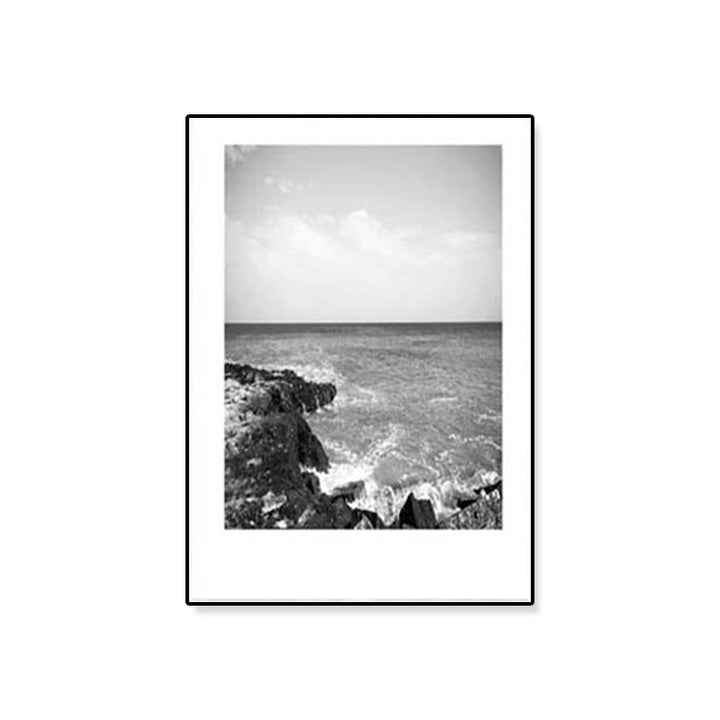 Lisslune | Tropical Rocky Bay Seascape Canvas Print Dark Color Texture Wall Art for the Living Room