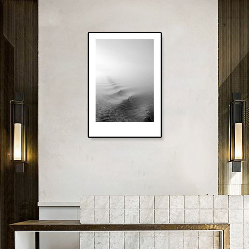 Lisslune | Tropical Rocky Bay Seascape Canvas Print Dark Color Texture Wall Art for the Living Room