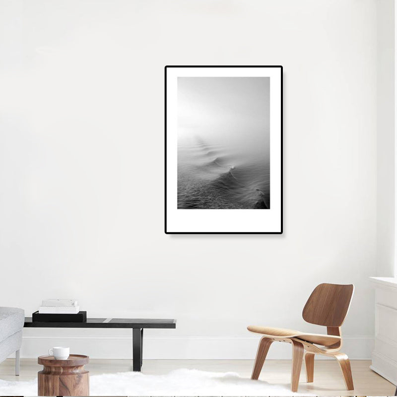 Lisslune | Tropical Rocky Bay Seascape Canvas Print Dark Color Texture Wall Art for the Living Room