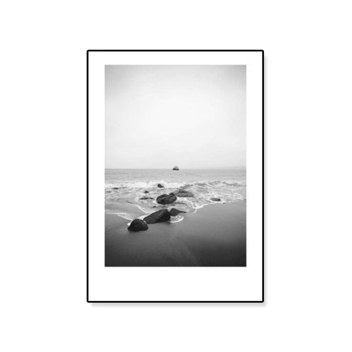 Lisslune | Tropical Rocky Bay Seascape Canvas Print Dark Color Texture Wall Art for the Living Room