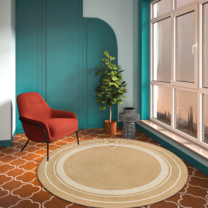 Lisslune | Rustic Solid Color Rug Brown Sisal Carpet Non-Slip Back Washable Pet-Friendly Area Rug for Home