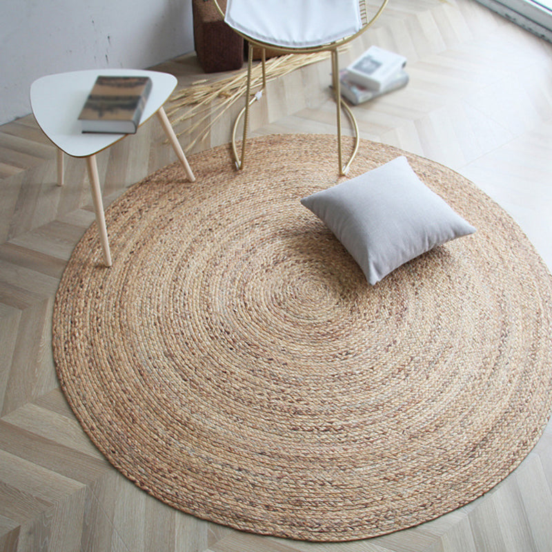 Lisslune | Brown simple rug jute rural rug washable non-slip pet-friendly rug for the living room